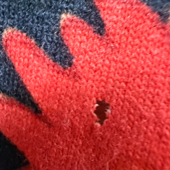 Vintage 70’s Women's handmade Red Black Floral wool knit Maxi Skirt - Picture 9 of 10